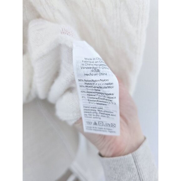 J Crew Ivory Supersoft Ruffle Front Wool Alpaca Turtleneck Pullover Sweater M - Picture 9 of 10